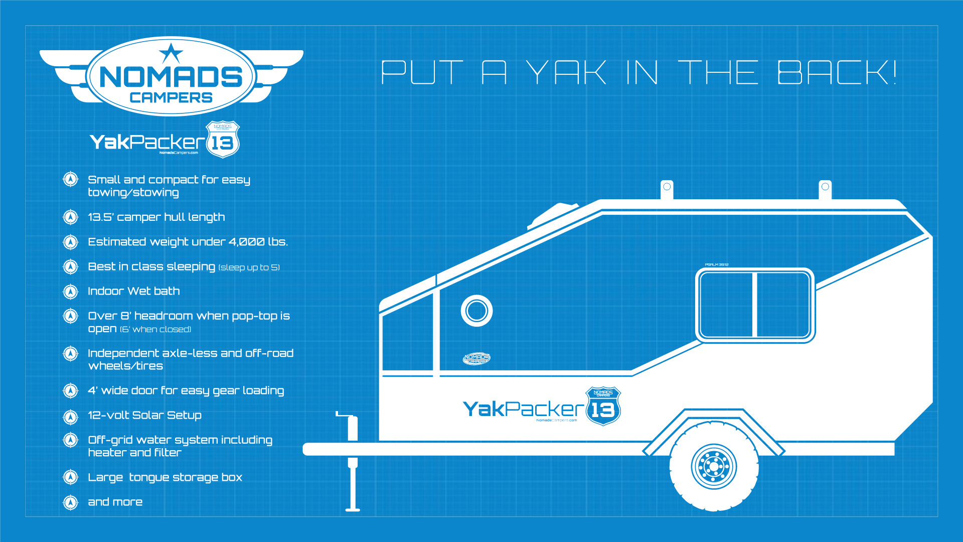 Nomads Campers - Yak Packer 13 - Quick Specs and Stats